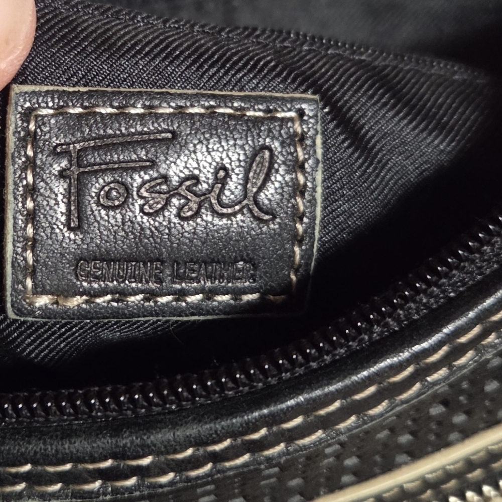 Vintage Fossil Y2K Black Leather Perforated Mini Bag - Picture 9 of 12